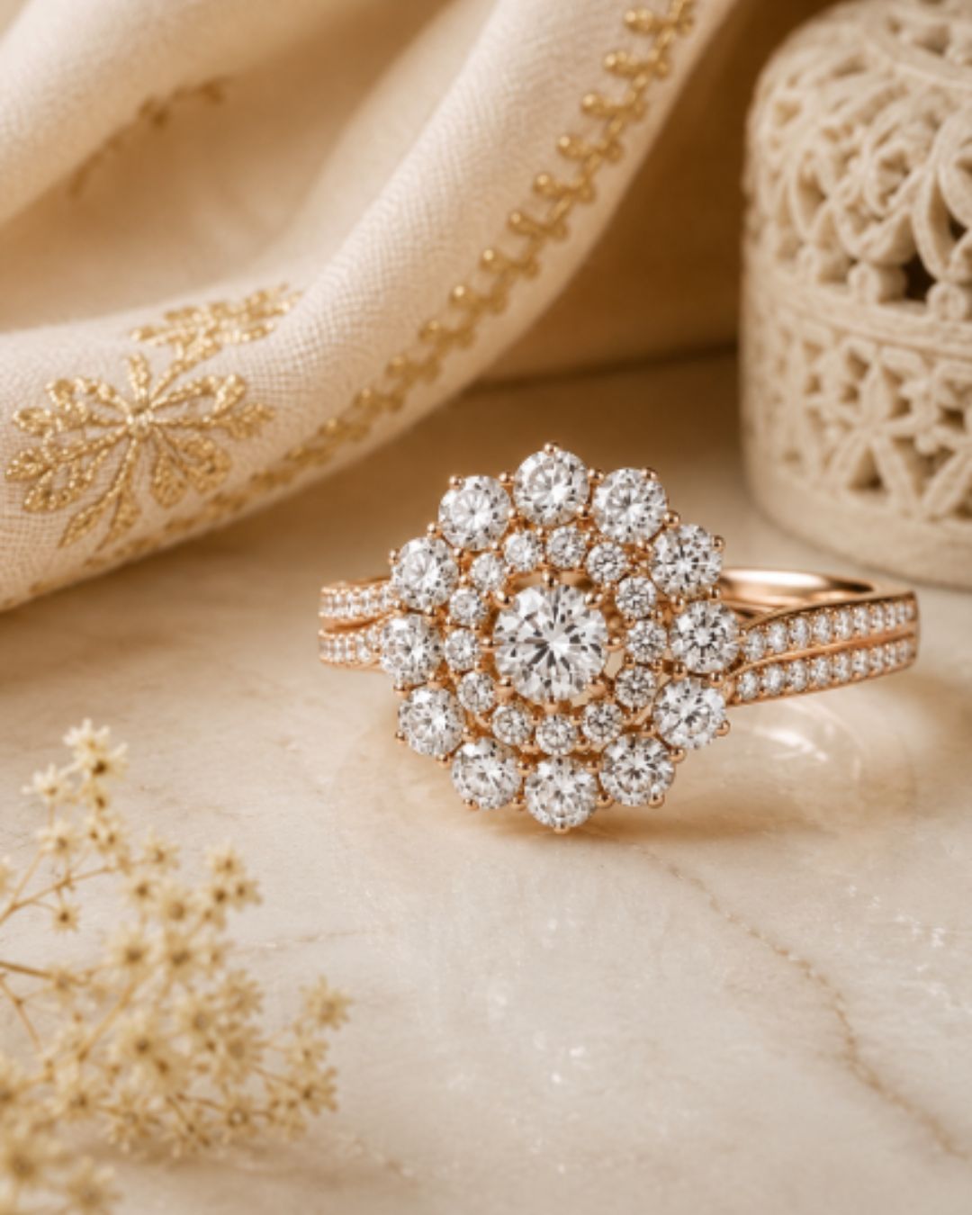 lab grown diamond cluster ring